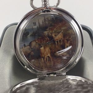 Hautman Brothers Collectible Pocket Watch & Tin